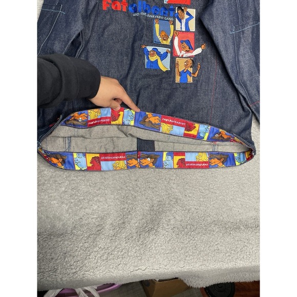 Vintage Platinum Fubu Fat Albert Denim Jean Jacket Mens XL Blue Rap Hip Hop - Picture 11 of 14